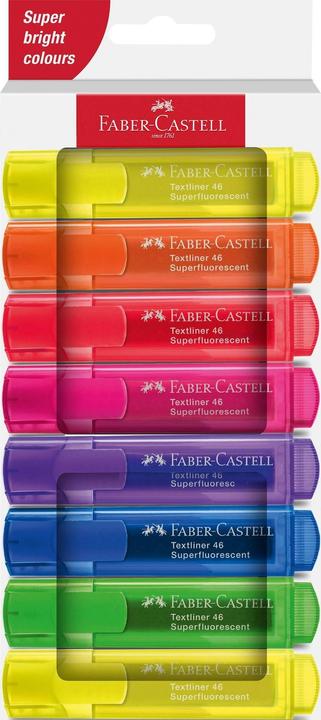 Faber-Castell Textliner TL46 (Orange, Neongelb, Violett, Grün, Blau, Pink, Rot, 5 mm, 8 x)