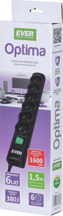 Productafbeelding Ever OPTIMA 1,5m 6 AC-uitgangen 250 V Zwart 1,5 m (6 x, CEE 7/5, 1.50 m)