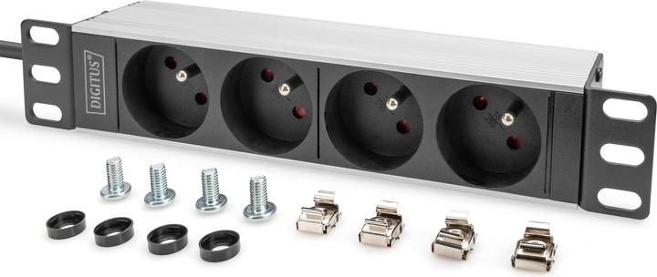 Digitus 10" socket strip with aluminum profile, 4-way CEE 7/5 sockets (4 x, CEE 7/5, 2 m)