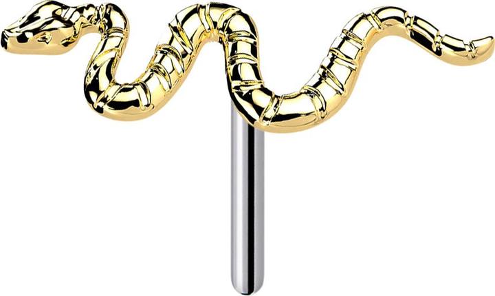 Actual product image Star Piercing Threadless gold-plated snake (without brass, Titanium G23)