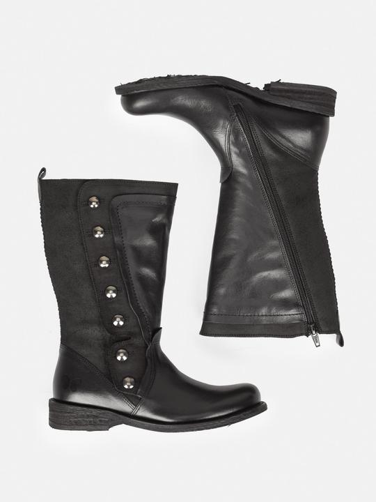 Actual product image Felmini GREDO D896 biker boots made from a mixture of leather and suede in black, with metal buttons and (40)