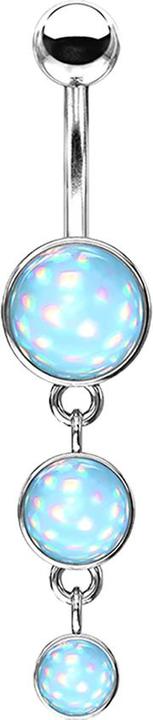 Star Piercing Banane silber mit Anhänger drei Schilde Epoxidstein blau (Messing, Chirurgenstahl 316L)