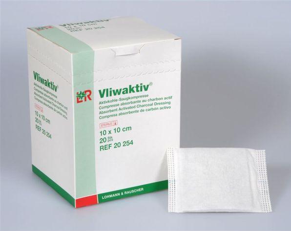 Vliwaktiv Aktivkohle Saugkompresse 10x10cm steril