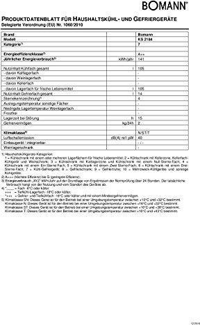 Produktbild Bomann KS 2184 W (120 l)