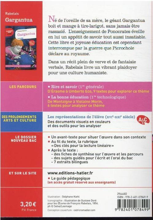 Immagine prodotto Gargantua : texte intégral : bac 1re générale & techno (Francese, Rabelais François, 2021)