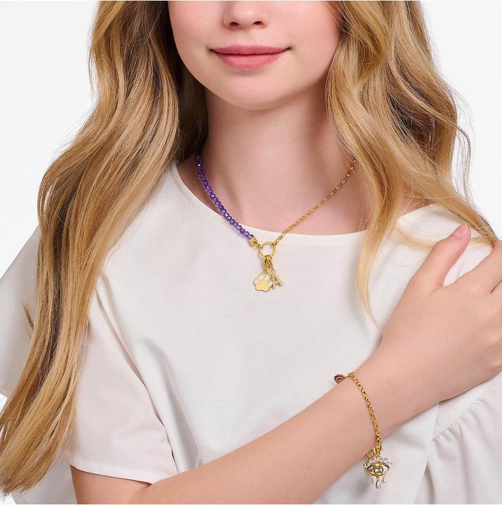 Immagine prodotto Thomas Sabo Collana Charm Member con link e imitazione di ametista placcata in oro (Argento, Smalto, 37 cm)