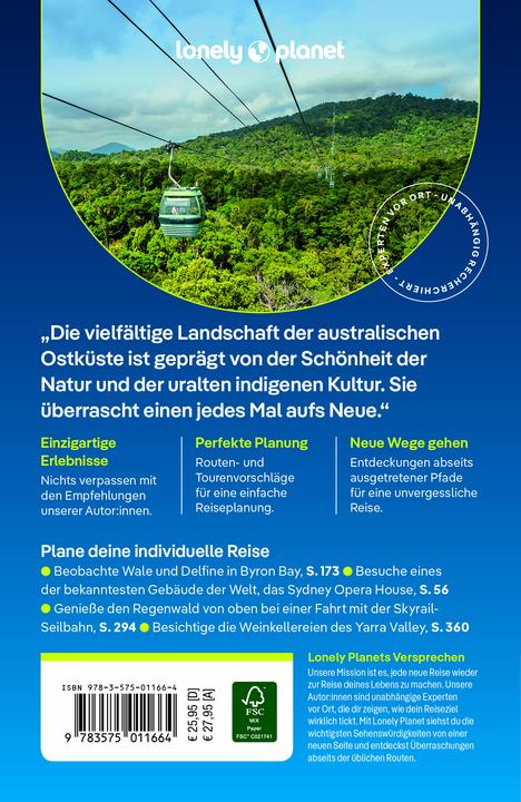 Produktbild Reiseführer Australien Ostküste (Deutsch, Trent Holden, Monique Perrin, Benedict Walker, Anna Kaminski, Tom Spurling, Cristian Bonetto, Tamara Sheward, Ali Lemer, Andy Symington, Peter Dragicevich, Anthony Ham, Lindsay Brown, Jayne D'Arcy, Tim Richards, 2025)