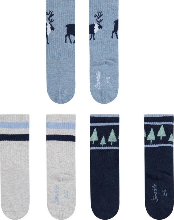 Produktbild Sterntaler Socken 3er Set Hirsch Blau Gr. 19-22 (19 - 22)