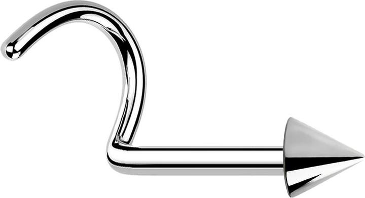 Star Piercing Nasenstecker gebogen silber mit Cone (ohne Messing, Chirurgenstahl 316L)