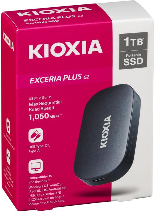 Produktbild Kioxia EXCERIA PLUS G2 1000GB Portable SSD USB 3.2 Gen2 Type C (1000 GB)