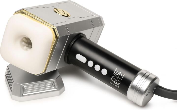 Actual product image XR Brands Thunder Stroker Suction Masturbator - Silver & Black