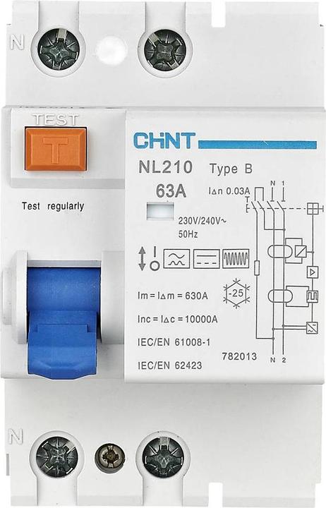 Immagine prodotto Chint 782013 NL210 1PN 63A 30mA B 10kA RCD B/10 kA 1polo 63A 0,03A 240V
