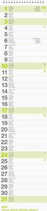 Valeurs nutritives et ingrédients Biella Calendrier mural (12 x 54,5 cm, Non contraignant, Français, Allemand, Anglais, Italien)