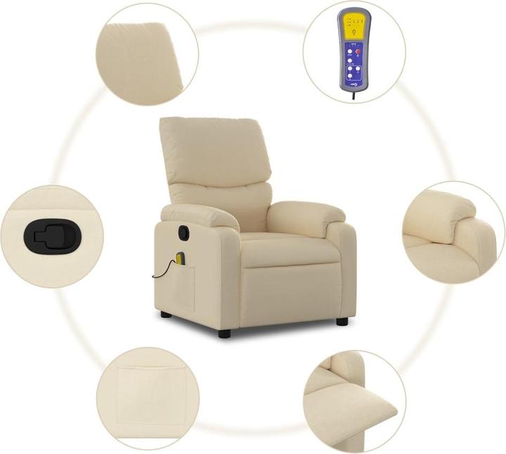Immagine prodotto VidaXL Poltrona massaggiante in tessuto color crema,Colore: Crema,Materiale: Tessuto (100