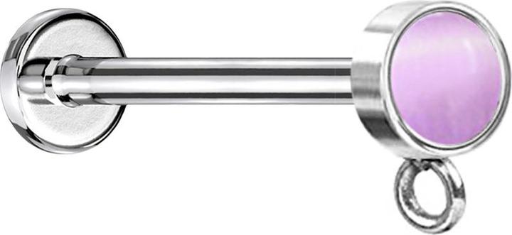 Star Piercing Micro Labret Innengewinde silber mit Zylinder viloletter Katzenauge Stein Ring für Anhänger (Mineralisch, ohne Messing, Chirurgenstahl 316L)