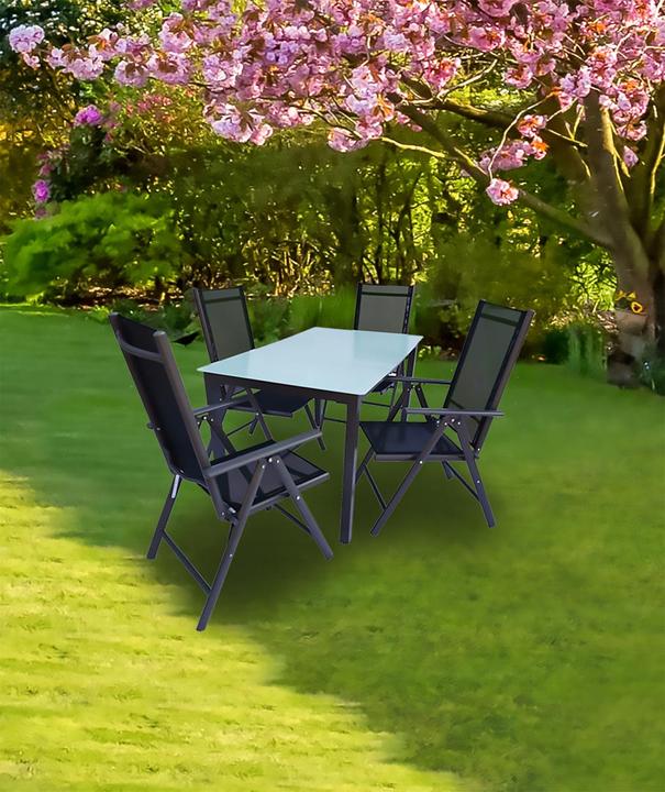 Produktbild VCM Alu Gartenmöbel Set 140 x 80 Mattglas (140 cm)