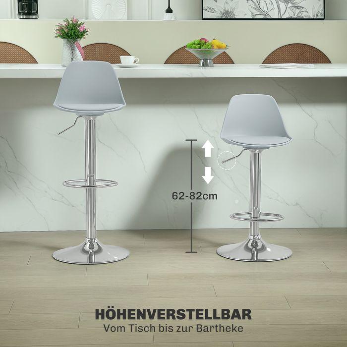 Produktbild Swisshandel24 Barhocker 2er Set, Gepolstert Barstuhl mit Stahlgestell, Lehne für Küche Grau