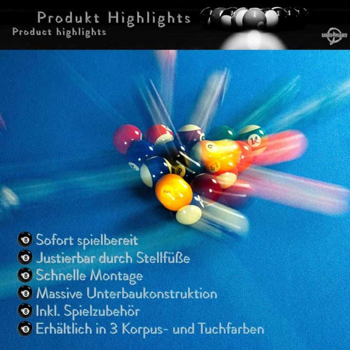 Produktbild Games Planet 7 ft Billardtisch Premium, Farbe schwarz/grün