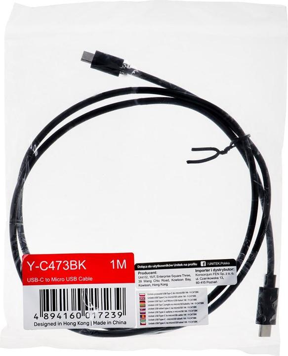 Actual product image Unitek USB C Micro USB B (1 m, USB 2.0)