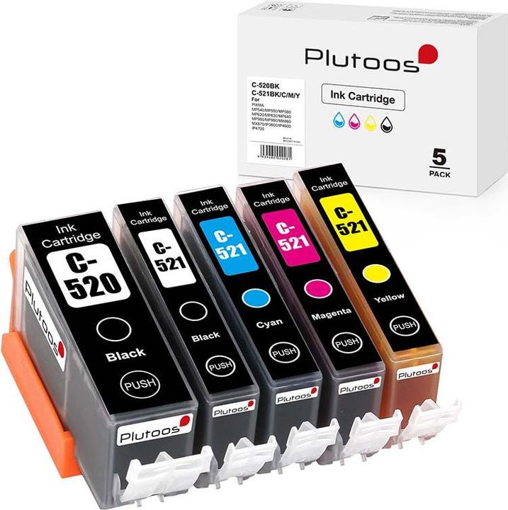 Produktbild Plutoos Canon PGI-520 CLI-521 Patronen XXL kompatibel, 5er Farbset (M, Y, BK, PBK, C)