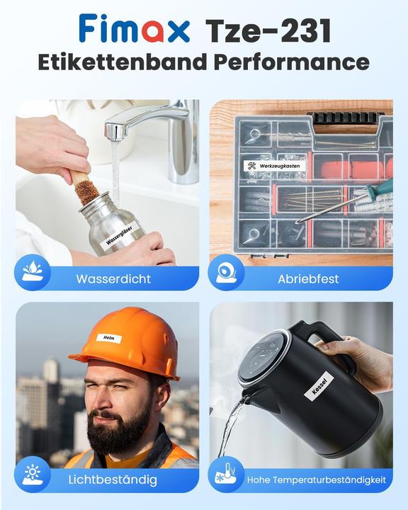 Produktbild Fimax Tech 5er-Pack Ersatzband (12mm) für Beschriftungsgerät (Weiss)