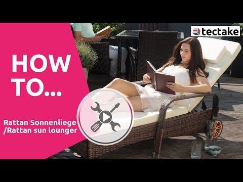 Produktbild tectake Sonnenliege Rattan mit Rollen (200 cm)