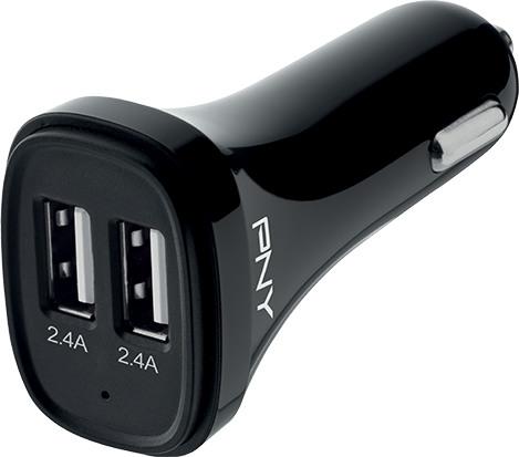PNY Dual USB Car Charger Black