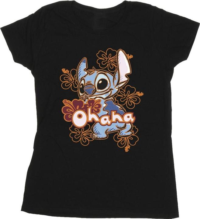 Disney Lilo And Stitch Ohana Orange Hibiscus TShirt (L)