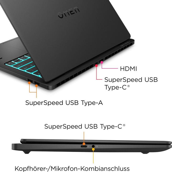 Produktbild HP OMEN 14-fb0174ng 14.0" 2.8k OLED 120Hz, Intel Ultra 7-155H, 16GB RAM, 512GB SSD, RTX 4060, FreeDO (14", Intel Core Ultra 7 155H, 17.18 GB, 549.76 GB, DE)