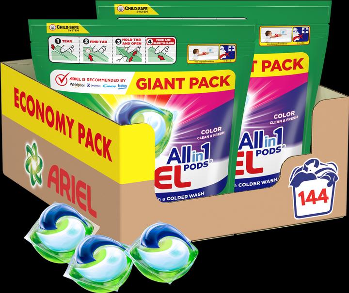 Productafbeelding Ariel All-in-1 Pods Color Gel Wash Capsules, 144 Capsules (144 Wascycli, Peulen wassen)
