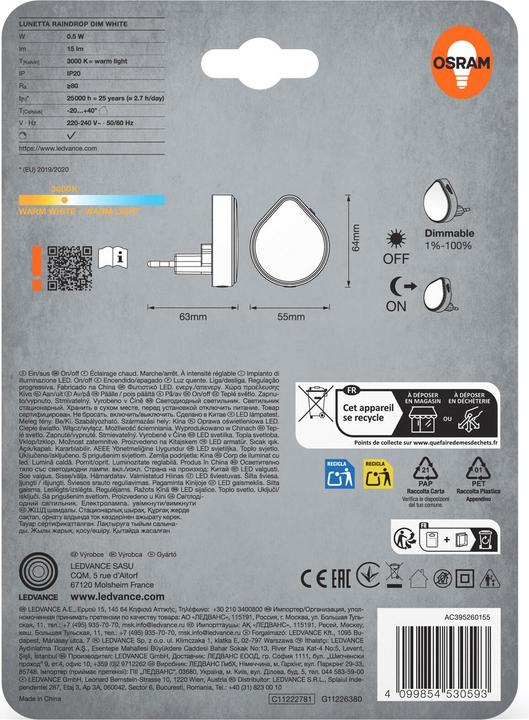 Image du produit Osram LUNETTA RAINDROP DIM Variable Blanc
