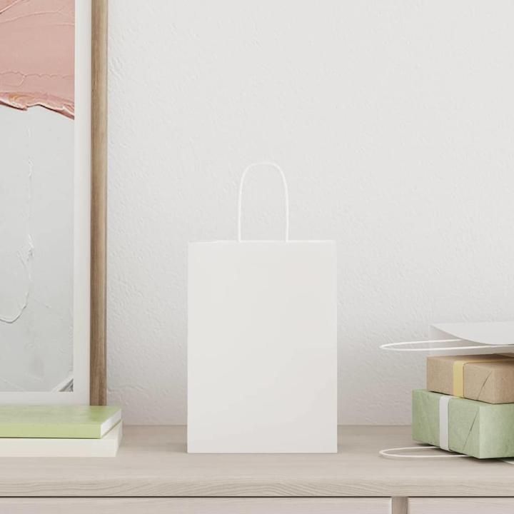 Actual product image VidaXL Kraft paper bags 50 pcs. with handle white 15x8x21 cm paper bag (Gift bag, 50 x)