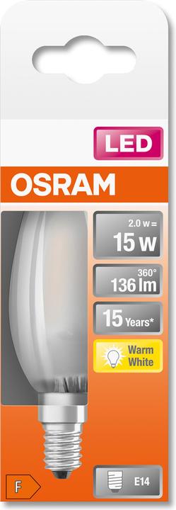 Actual product image Osram LEDSCLB15 1.5W/827 230VGLFR E1410X1OSRAM (E14, 1.50 W, 136 lm, 6 x, F)