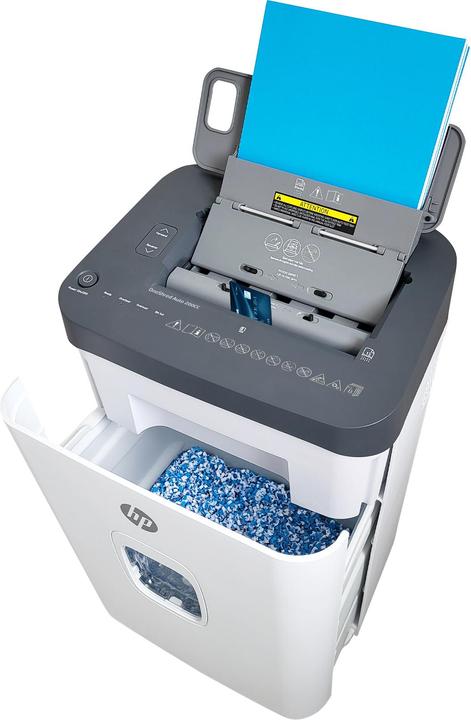 Produktbild HP Pro Shredder Auto 200CC Aktenvernichter mit Partikelschnitt P-4, 4 x 20 mm, bis 200 Blatt, schwar (Partikelschnitt)