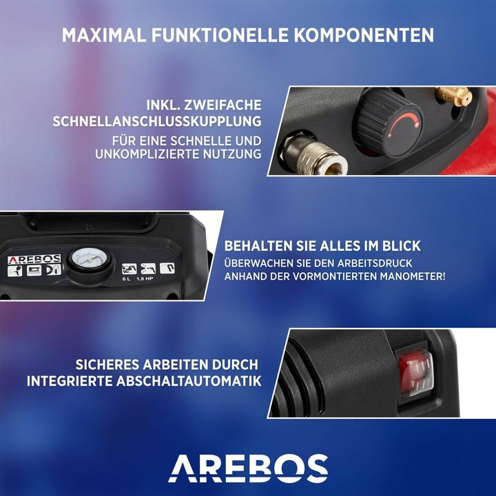 Immagine prodotto Arebos Compressore d'aria (8 bar, 6 l)