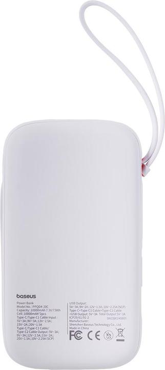Actual product image Baseus Powerbank QPow 2 20000mAh 30W 2xUSB-C (white) (20000 mAh, 30 W, 30 Wh)