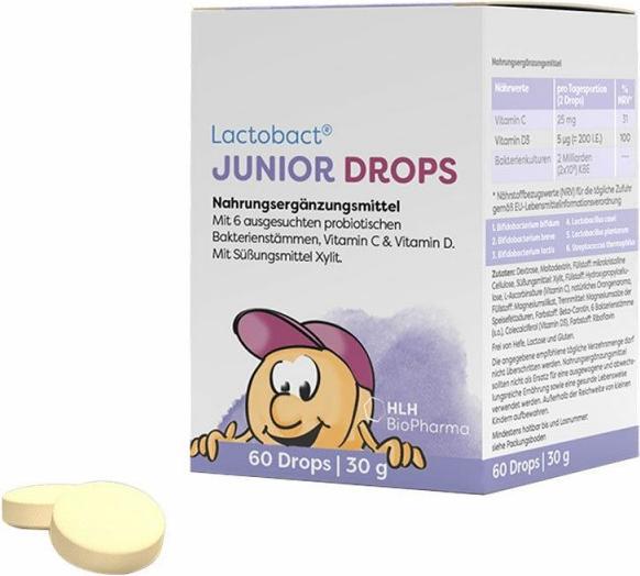 Actual product image Lactobact JUNIOR + Drops (60 Piece, Sweet, 56 g)