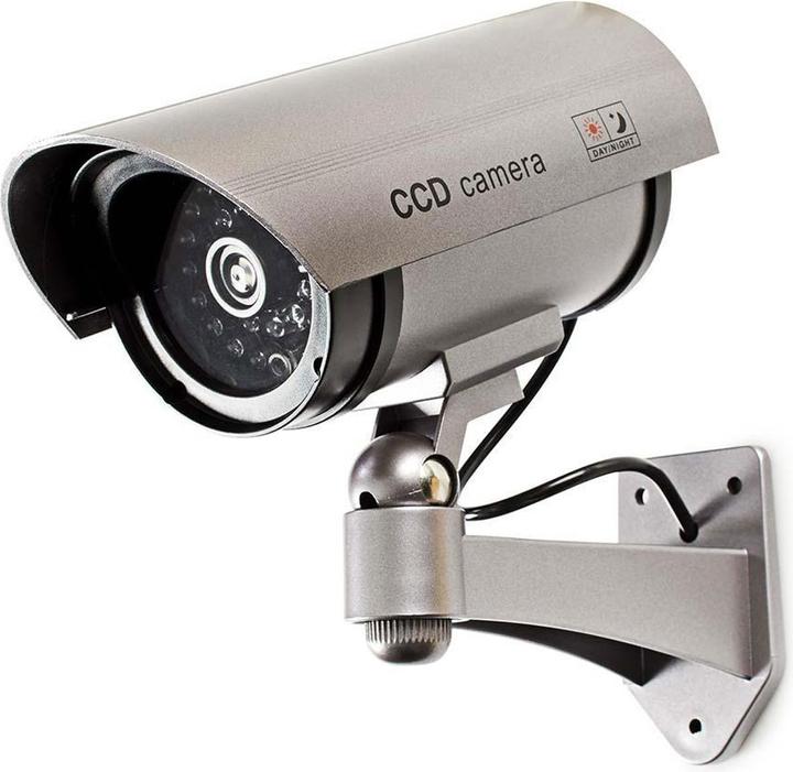 Actual product image Nedis Dummy surveillance camera Sphere IP44 Battery-operated For outdoor use incl. wall bracket