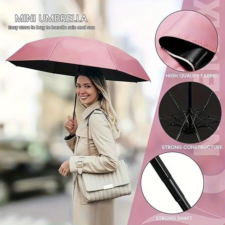 Image du produit Alopini Mini parapluie de poche élégant, 6 baleines, durable, ouverture manuelle, double usage pour les