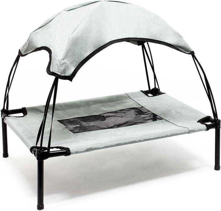 Produktbild Wiltec Hundebett mit Dach Grau 76x60x16cm bis 25kg Outdoor Hundeliege Sonnendach (Hund)