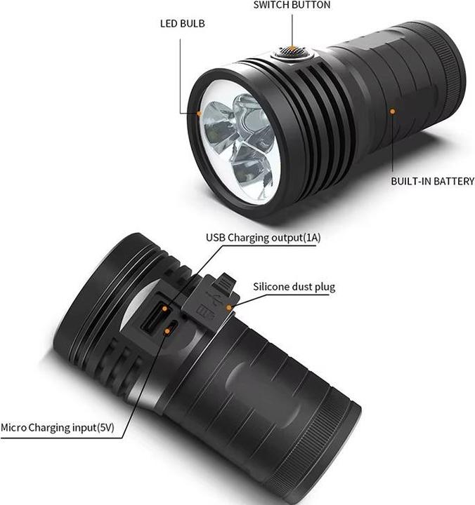 Produktbild Boruit LED-Taschenlampe mit hoher Leuchtkraft 5000 Lumen (5000 lm)