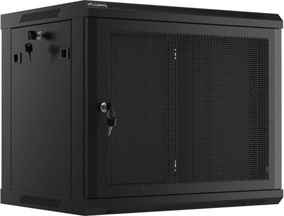 Immagine prodotto Lanberg Nástěnná jednodílná skříň 19", 9U/600x450, (v rozloženém stavu), perforované dveře, černá ( (9 HE, Rack da 19 pollici)