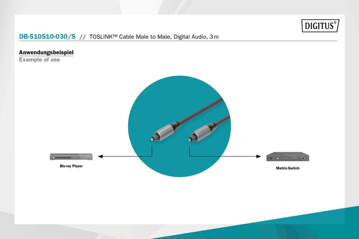 Produktbild Digitus Toslink - Verbindungskabel, Toslink auf Toslink, 3m (3 m, Optisch)