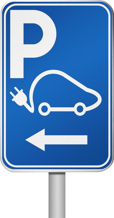Produktbild Brady Parkschild für Elektrofahrzeuge - Parkplatz für das Aufladen Ihres Elektroautos reserviert - nach li
