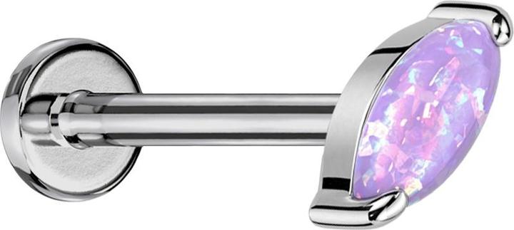 Produktbild Star Piercing Micro Labret Innengewinde silber Ovaler Opal violett (Titan G23, ohne Messing)