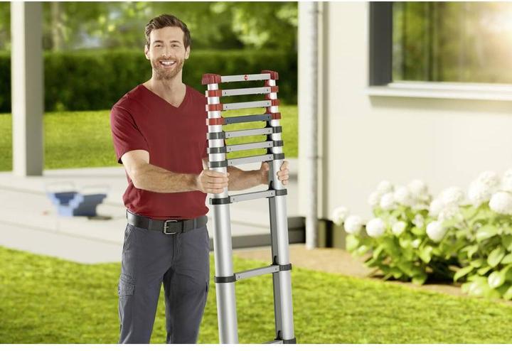 Productafbeelding Hailo FlexLine, aluminium veiligheidstelescopische ladder, 9 sporten (Enkele ladder, 264 cm)