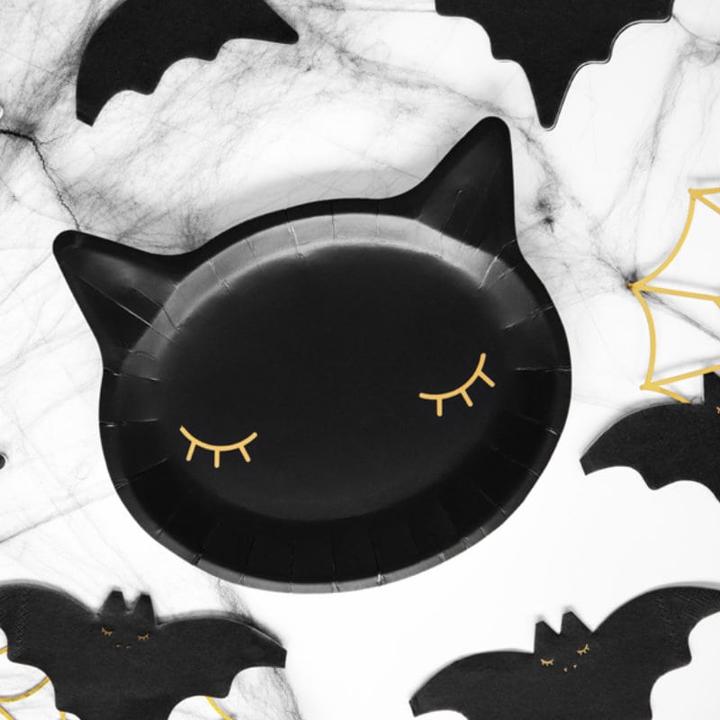 Produktbild Partydeco Teller Katze Schwarz (6 x)