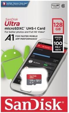 Actual product image SanDisk Ultra microSD A1 (128 GB, microSDXC, U1, UHS-I)