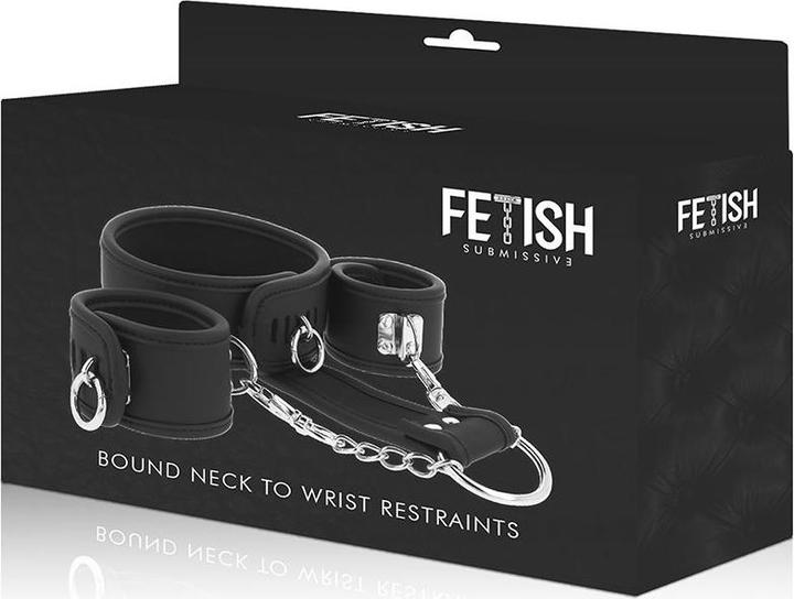 Productafbeelding Fetish submissive Manchetset bestaande uit nek- en handboeien van veganistisch leer
