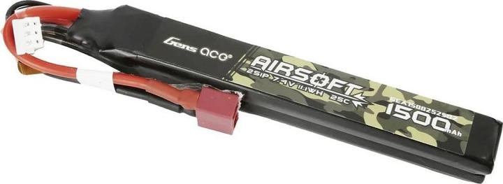 Immagine prodotto Gens Ace 25C 1500mAh 2S1P 7.4V Batteria Lipo per pistola Airsoft Nunchuck 2X con spina a T (7.40 V, 1500 mAh)